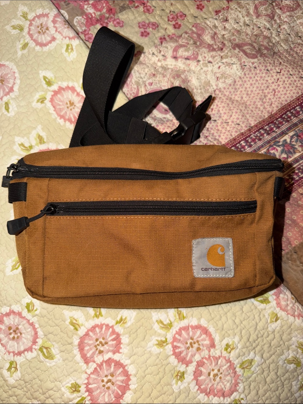 Carhartt Brown Canvas Belt Bag with Black Strap